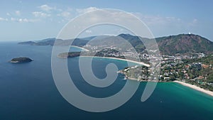 Aerial view of tropical small Nui Beach area in Phuket