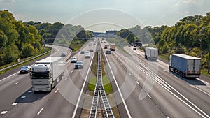 Aerial view of Trucks and cars on the A12 Freeway