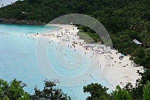 The aerial view of the Trunk Bay Beach near St John, US Virgin Islands