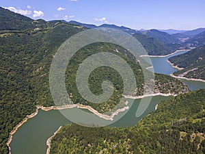 Aerial view of Tsankov kamak Reservoir, Bulgaria