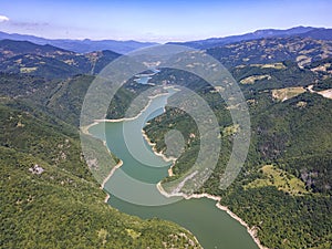 Aerial view of Tsankov kamak Reservoir, Bulgaria