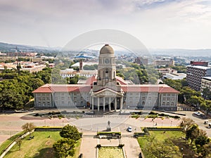 Aerial view of Tshwane city hall in the heart of Pretoria, South Africa