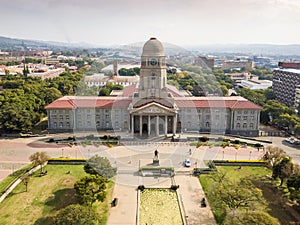 Aerial view of Tshwane city hall in the heart of Pretoria, South Africa