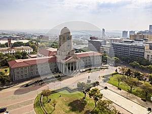 Aerial view of Tshwane city hall in the heart of Pretoria, South Africa