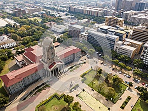 Aerial view of Tshwane city hall in the heart of Pretoria, South Africa