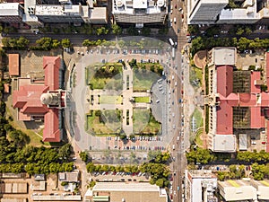 Aerial view of Tshwane city hall and Museum of Natural History iin the heart of Pretoria, South Africa