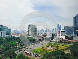 Aerial view of Tugu Tani Monument in Jakarta