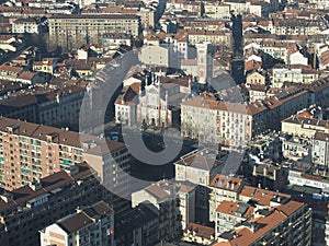 Aerial view of Turin with Gesu Nazareno (Jesus of Nazareth) chur photo