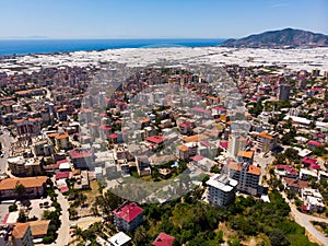 Aerial view of Turkish town of Anamur on Mediterranean coast photo