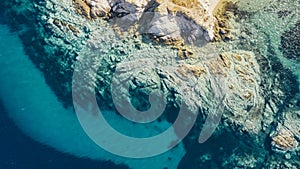 Aerial view of turquoise sea coast