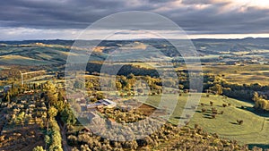 Aerial view tuscan countryside