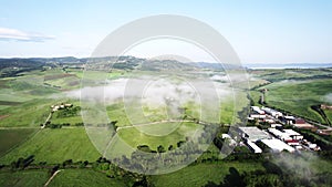 Aerial view of Tuscany rural landscape in Crete Senesi, Tuscany, Italy