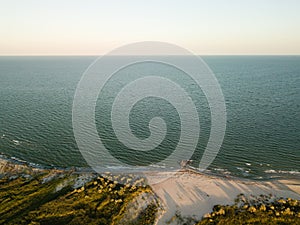 Aerial view of Tuzly Estuary National Nature Park near by Black Sea coast, Ukraine