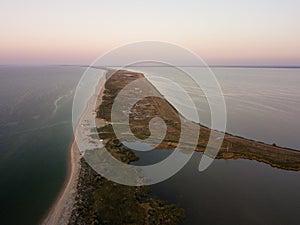 Aerial view of Tuzly Estuary National Nature Park near by Black Sea coast, Ukraine