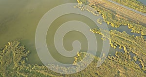 Aerial view of Tuzly Estuary National Nature Park near by Black Sea coast, Ukraine