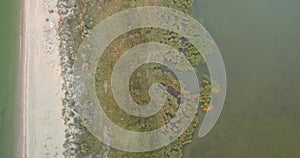 Aerial view of Tuzly Estuary National Nature Park near by Black Sea coast, Ukraine