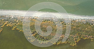 Aerial view of Tuzly Estuary National Nature Park near by Black Sea coast, Ukraine