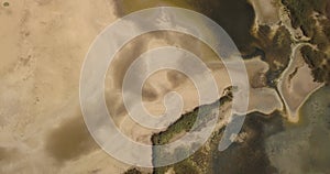 Aerial view of Tuzly Estuary National Nature Park near by Black Sea coast, Ukraine