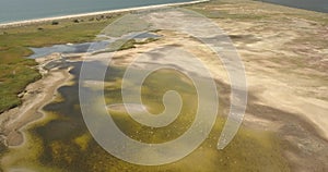 Aerial view of Tuzly Estuary National Nature Park near by Black Sea coast, Ukraine