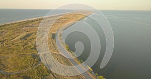 Aerial view of Tuzly Estuary National Nature Park near by Black Sea coast, Ukraine