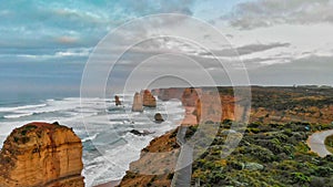 Aerial view of Twelve Apostles along Great Ocean Road, Australia