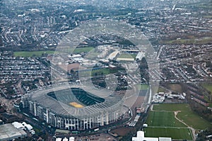 Aerial view Twickenham Rugby Stadium and The Stoop, Twickenham, England