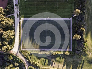 Aerial view of two football field in Lisbon Athletic center formation near Estadio Nacional, Cruz Quebrada-Dafundo, Portugal photo