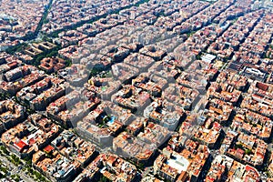 Aerial view of typical buildings at Eixample. Barcelona