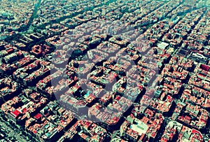 Aerial view of typical buildings at Eixample. Barcelona