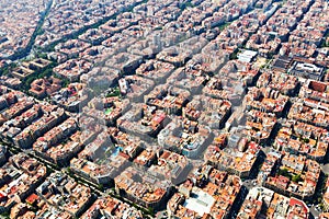 Aerial view of typical buildings at Eixample district. Barcelo