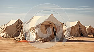 Aerial view of typical desert camp conducts desert safari tours