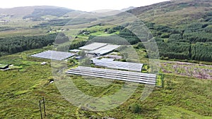 Aerial view of typical fur farm with minks