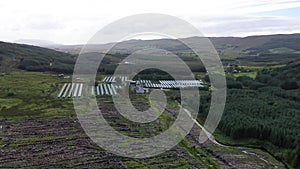 Aerial view of typical fur farm with minks