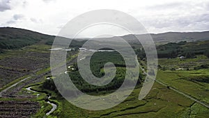 Aerial view of typical fur farm with minks