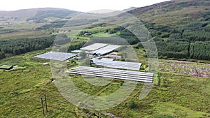 Aerial view of typical fur farm with minks