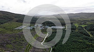 Aerial view of typical fur farm with minks