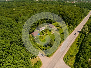 Aerial view of typical Ukrainian village