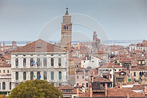 Aerial view of the typical Venice houses roofs and governament Palace photo