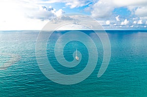 Aerial view of Tyrrhenian sea with turquoise water,Tropea, Italy