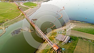 Aerial view of U-Bein bridge