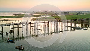 Aerial view of U-Bein bridge