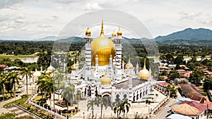 Aerial view of the Ubudiah Mosque at Kuala Kangsar, Perak, Malaysia