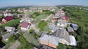 Aerial view of the Ukraine village. drone view.