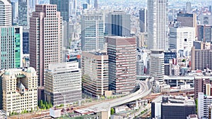 Aerial view of Umeda District, Osaka, Japan