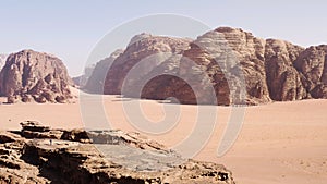 Aerial view of the Umm Rashid Cnayon in the desert of Wadi Rum.