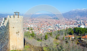 aerial view of unesco world heritage city ohrid in macedonia, fyrom taken from the top of fortress of tzar samuel