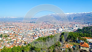 aerial view of unesco world heritage city ohrid in macedonia, fyrom taken from the top of fortress of tzar samuel