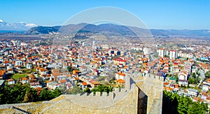 aerial view of unesco world heritage city ohrid in macedonia, fyrom taken from the top of fortress of tzar samuel