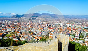 aerial view of unesco world heritage city ohrid in macedonia, fyrom taken from the top of fortress of tzar samuel