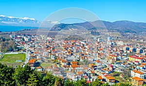 aerial view of unesco world heritage city ohrid in macedonia, fyrom taken from the top of fortress of tzar samuel